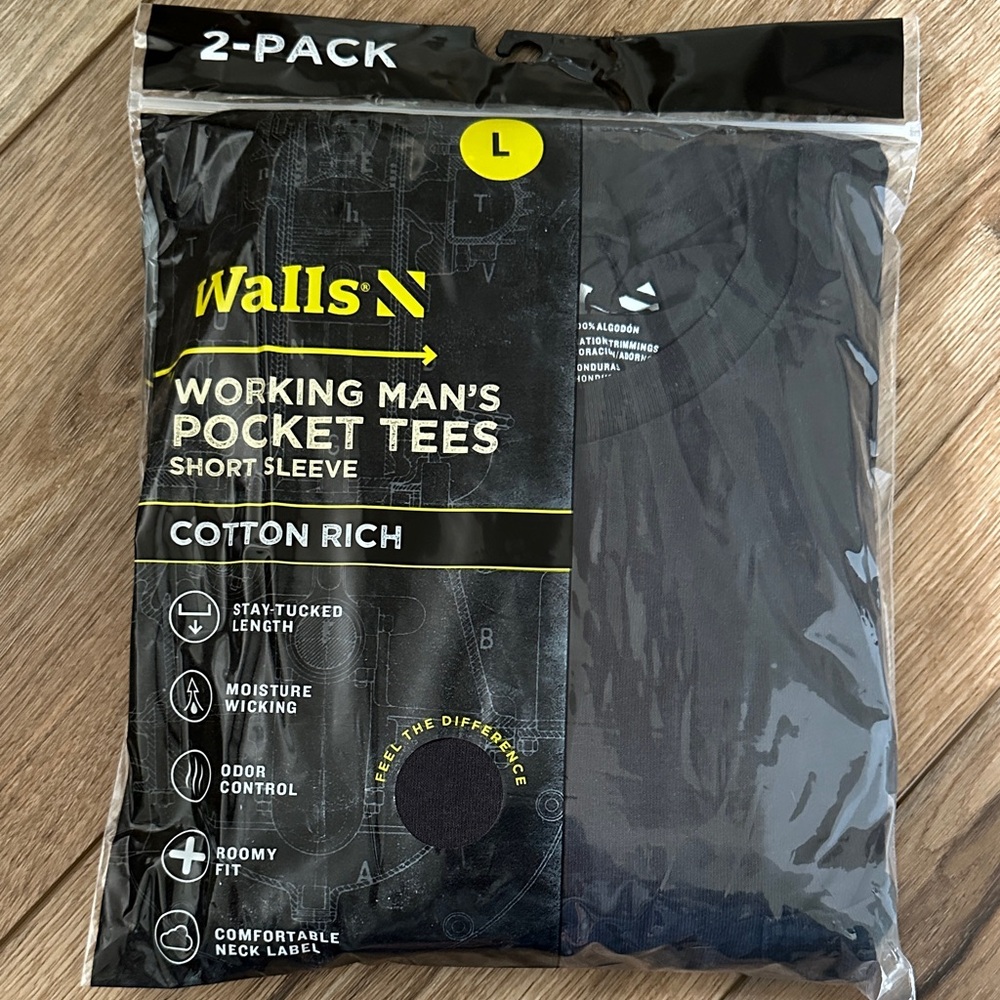 Walls Black Working Man's Pocket Tees 2-Pack